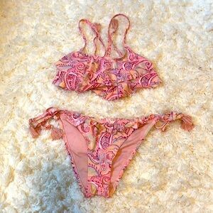 Atmosphere Pink Paisley Ruffled Bikini